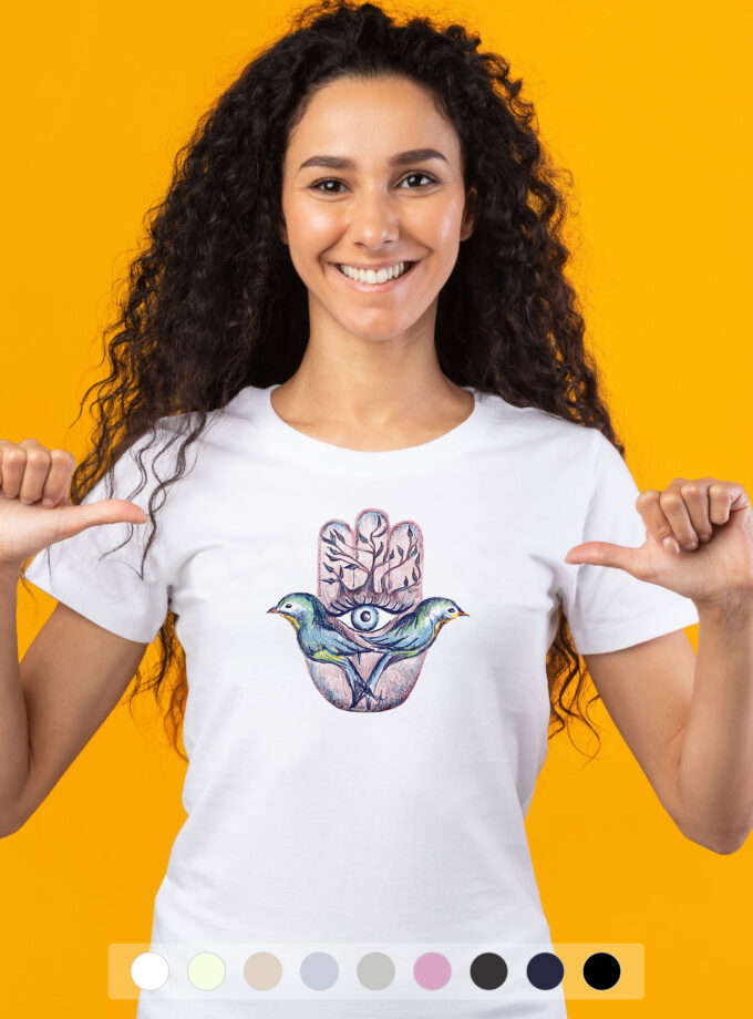 Hand Illustrated Spiritual Hamsa T-Shirt (Large Hamsa)