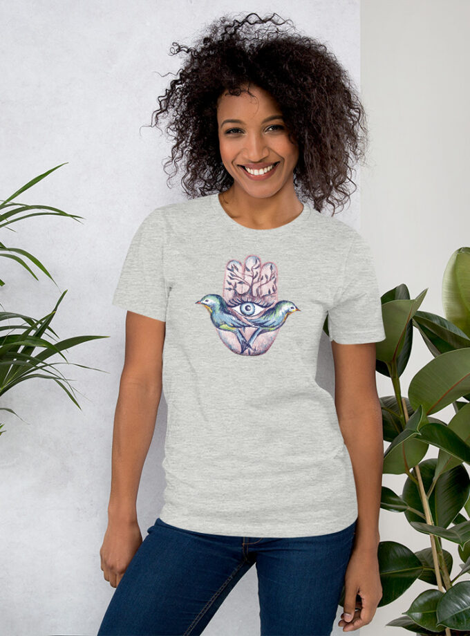 Hand Illustrated Spiritual Hamsa T-Shirt (Large Hamsa)