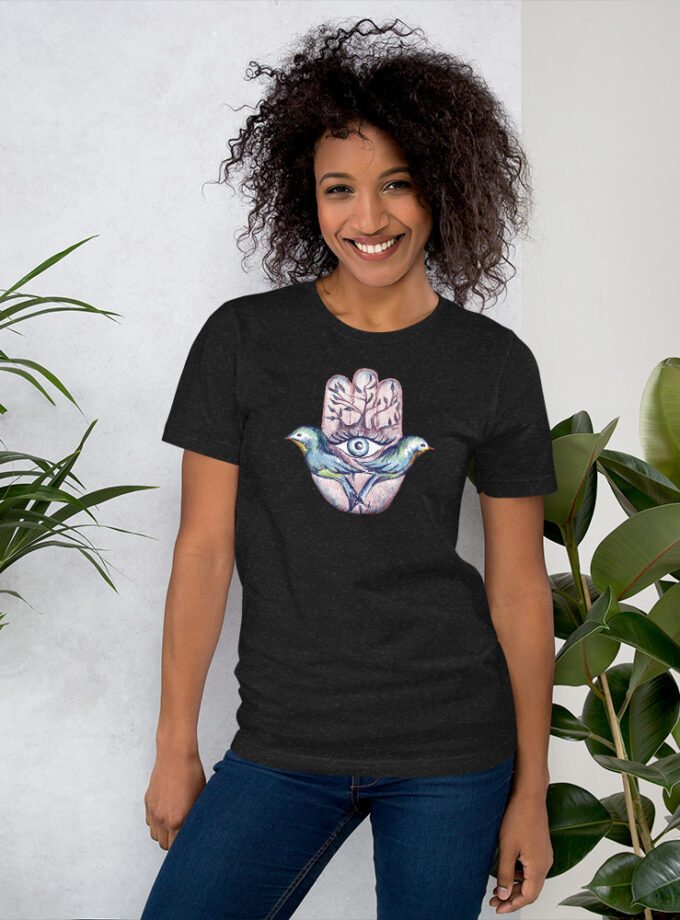 Hand Illustrated Spiritual Hamsa T-Shirt (Large Hamsa)