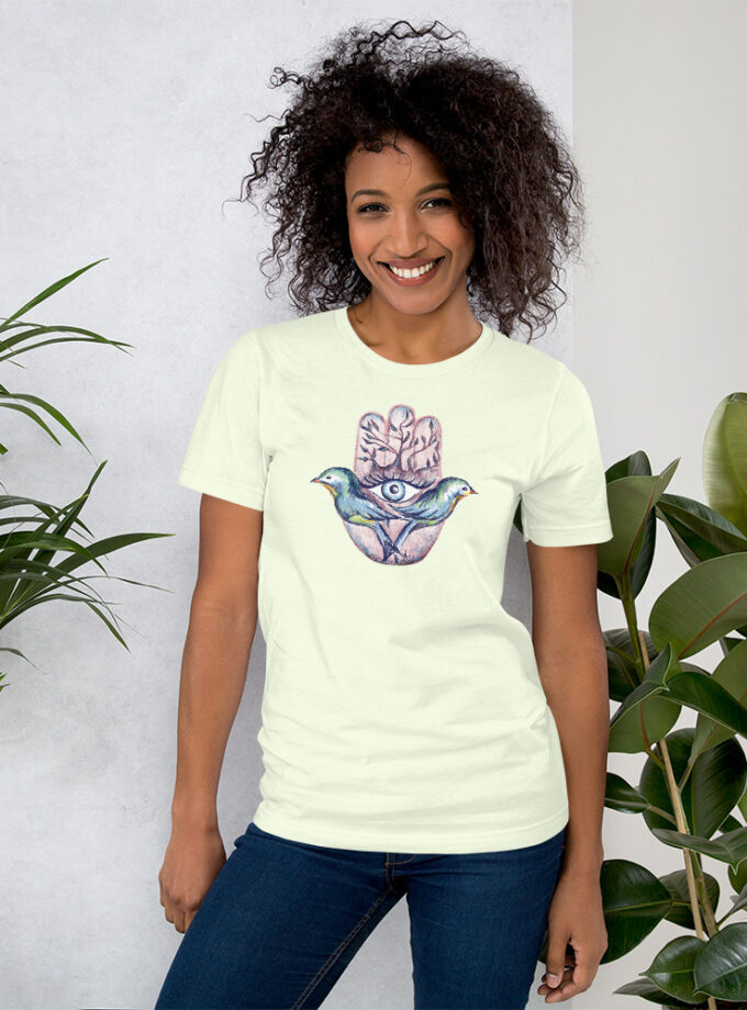 Hand Illustrated Spiritual Hamsa T-Shirt (Large Hamsa)