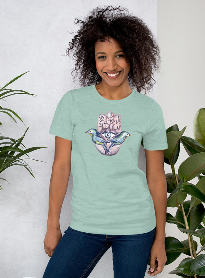 Hand Illustrated Spiritual Hamsa T-Shirt (Large Hamsa)