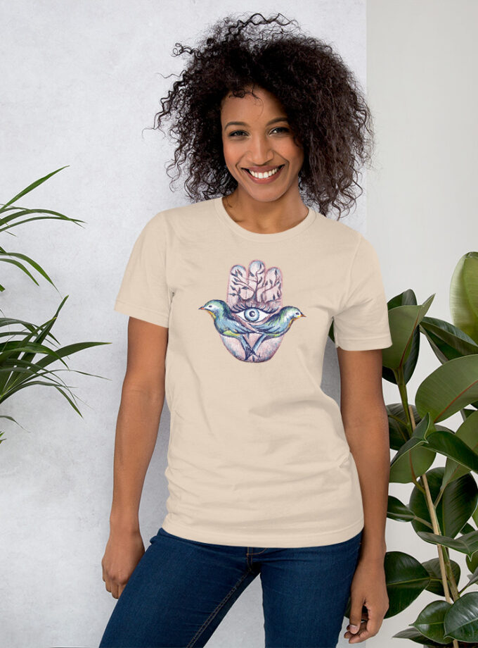 Hand Illustrated Spiritual Hamsa T-Shirt (Large Hamsa)
