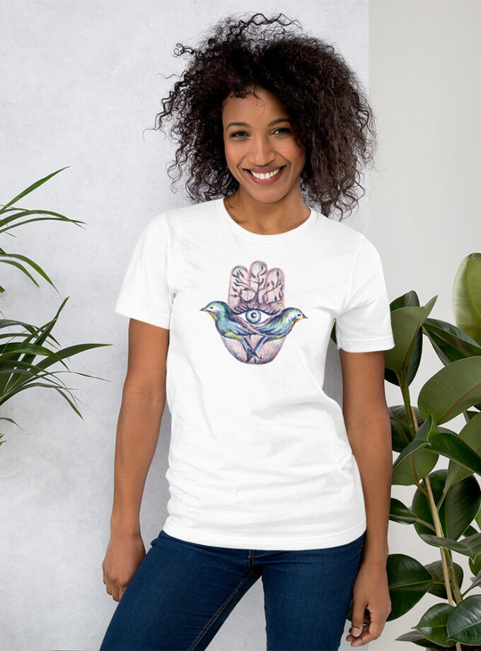 Hand Illustrated Spiritual Hamsa T-Shirt (Large Hamsa)