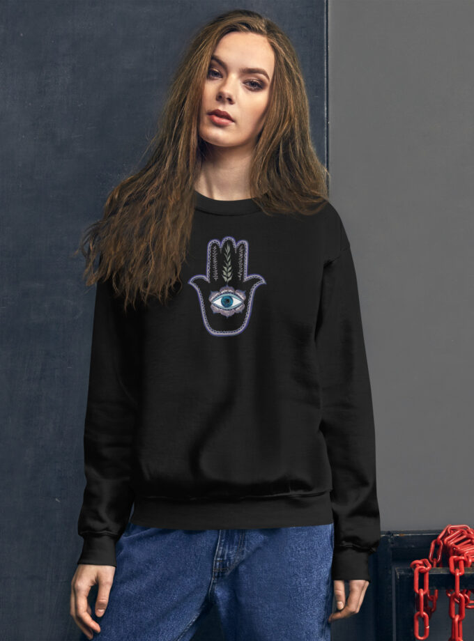 Hand Illustrated Olive Branch Hamsa Sweatshirt
