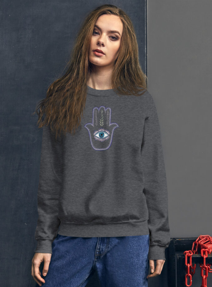 Hand Illustrated Olive Branch Hamsa Sweatshirt