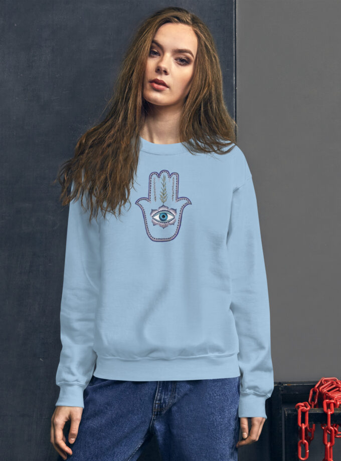 Hand Illustrated Olive Branch Hamsa Sweatshirt