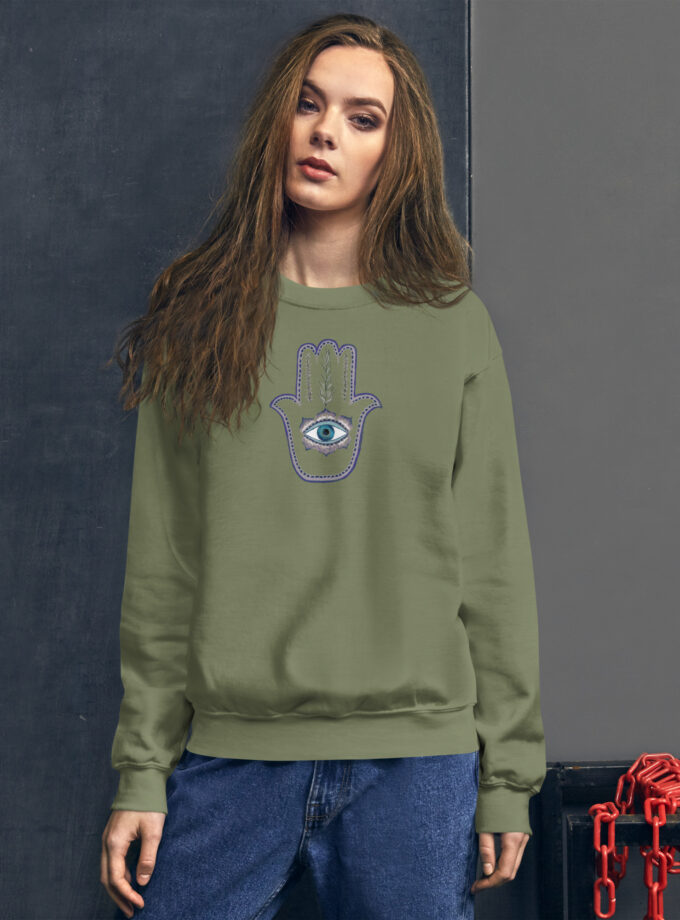Hand Illustrated Olive Branch Hamsa Sweatshirt