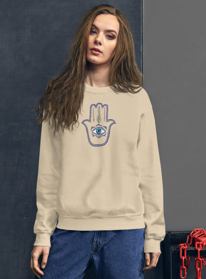 Hand Illustrated Olive Branch Hamsa Sweatshirt