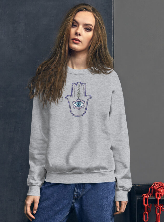 Hand Illustrated Olive Branch Hamsa Sweatshirt