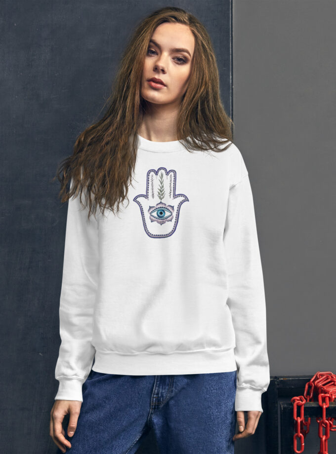 Hand Illustrated Olive Branch Hamsa Sweatshirt