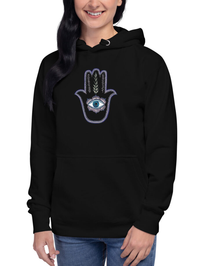 Hand Illustrated Olive Branch Hamsa Hoodie