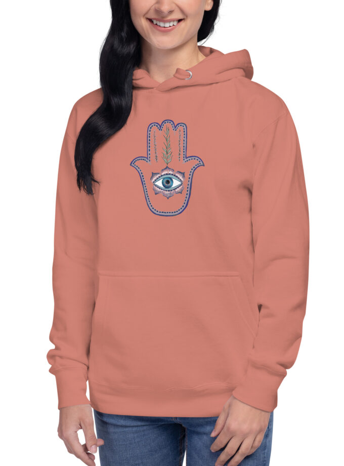 Hand Illustrated Olive Branch Hamsa Hoodie