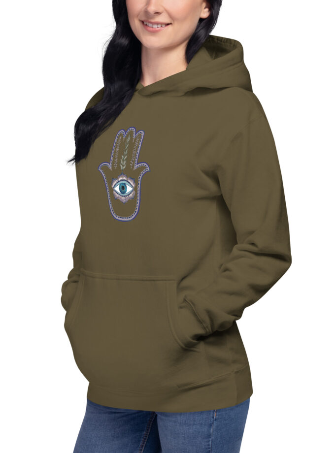Hand Illustrated Olive Branch Hamsa Hoodie