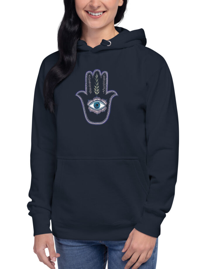 Hand Illustrated Olive Branch Hamsa Hoodie