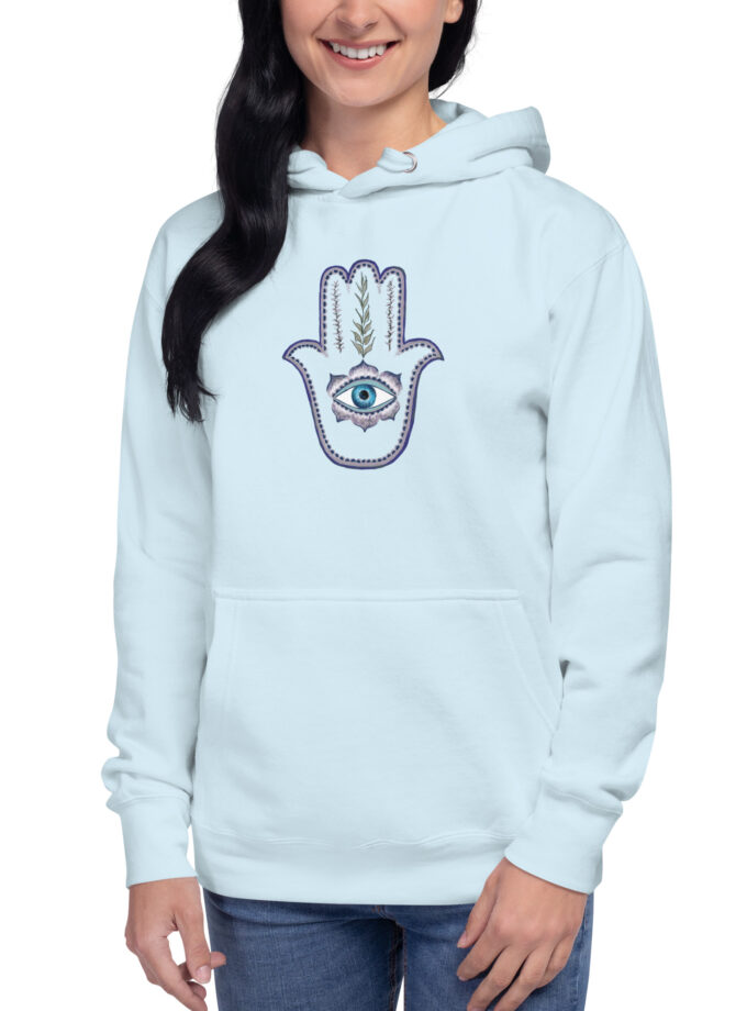 Hand Illustrated Olive Branch Hamsa Hoodie