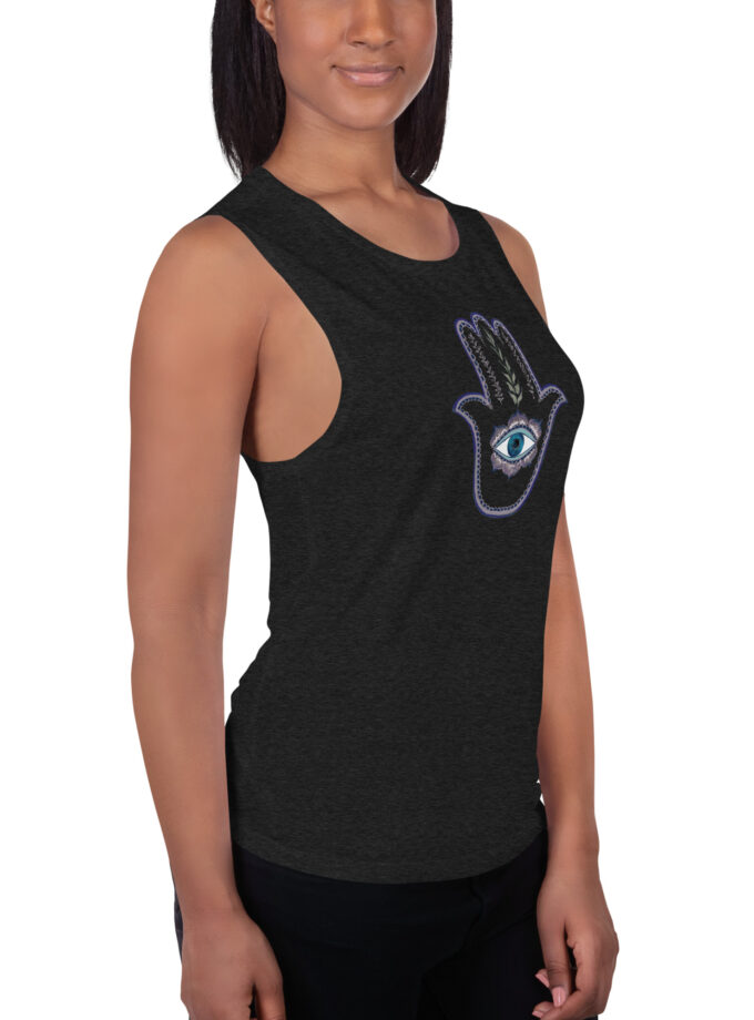 Hand Illustrated Olive Branch Hamsa Women's Muscle Tank