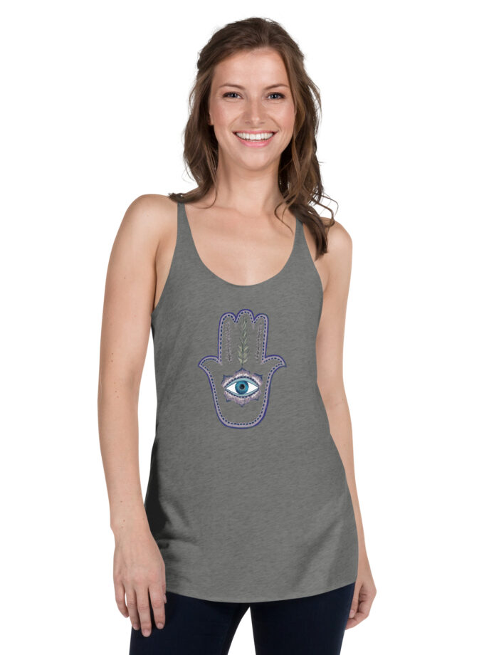 Hand Illustrated Olive Branch Hamsa Women's Racerback Tank