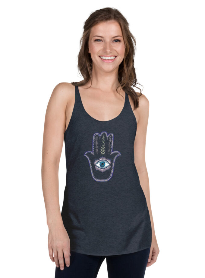 Hand Illustrated Olive Branch Hamsa Women's Racerback Tank
