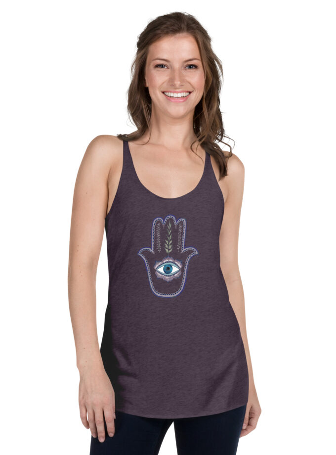 Hand Illustrated Olive Branch Hamsa Women's Racerback Tank