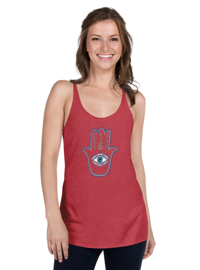 Hand Illustrated Olive Branch Hamsa Women's Racerback Tank