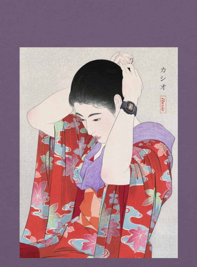 G-Shock DW-5000C Ukiyo-e Japanese Art T-Shirt with Embroidered Logo