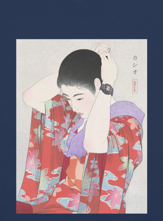 G-Shock DW-5000C Ukiyo-e Japanese Art T-Shirt with Embroidered Logo