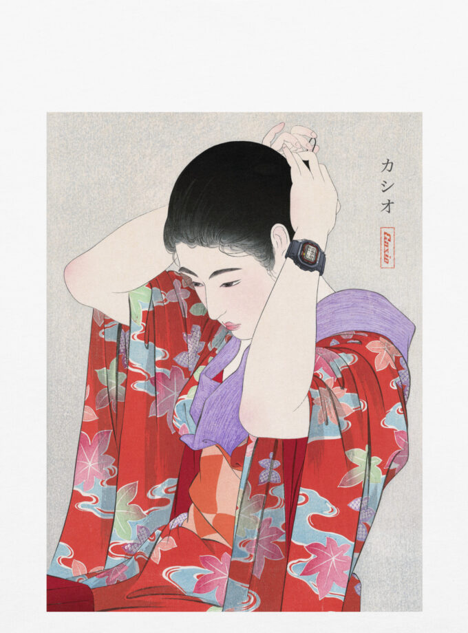 G-Shock DW-5000C Ukiyo-e Japanese Art T-Shirt with Embroidered Logo