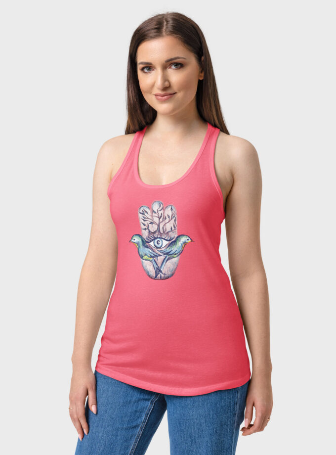 Lovebirds Hamsa Fitted Racerback Tank Top