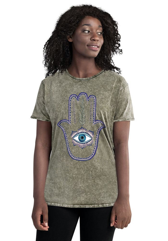 Olive Branch Hamsa Denim T-Shirt - Image 5