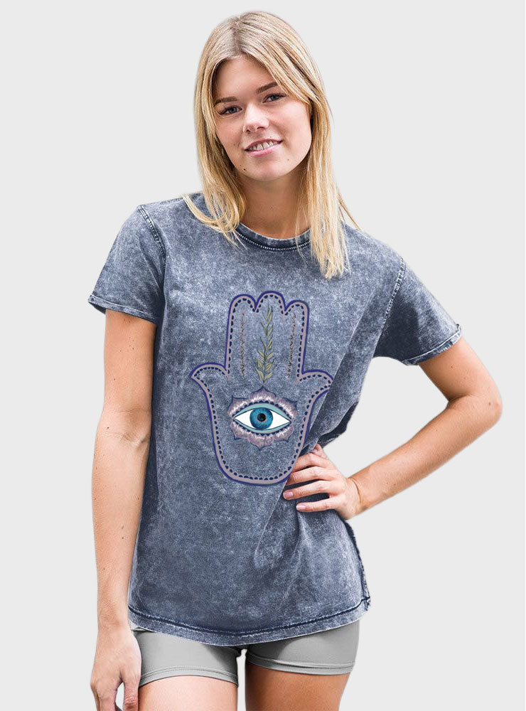 Olive Branch Hamsa Denim T-Shirt