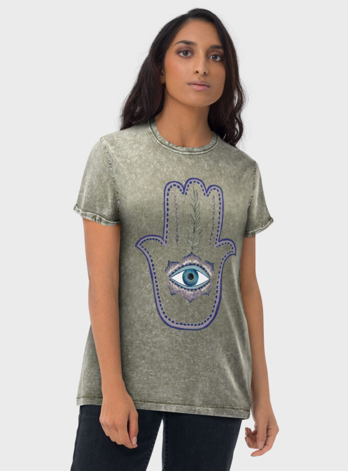 Olive Branch Hamsa Denim T-Shirt