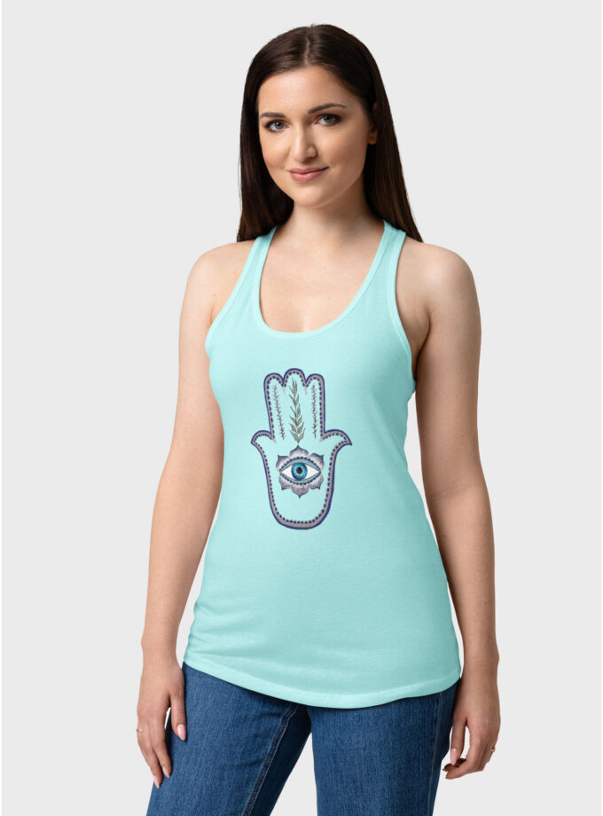 Olive Branch Hamsa Fitted Racerback Tank Top