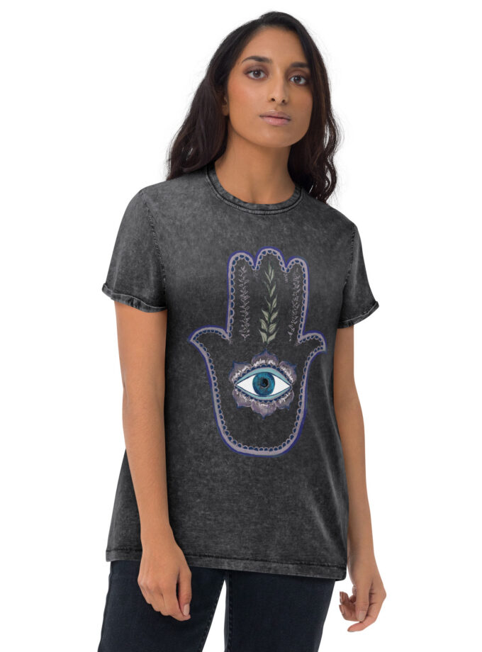 Olive Branch Hamsa Denim T-Shirt
