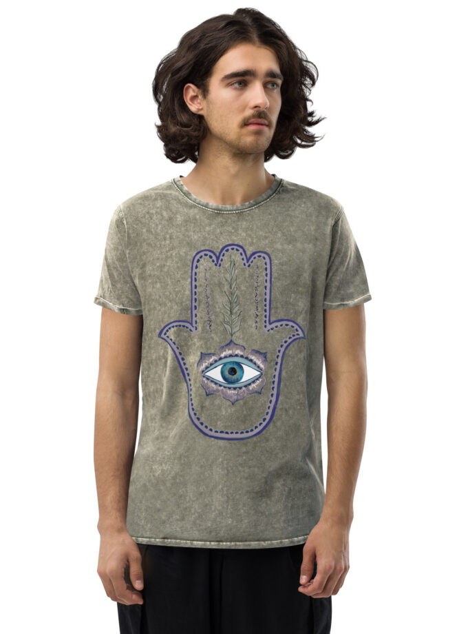 Olive Branch Hamsa Denim T-Shirt