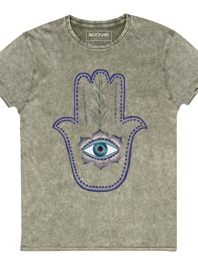 Olive Branch Hamsa Denim T-Shirt