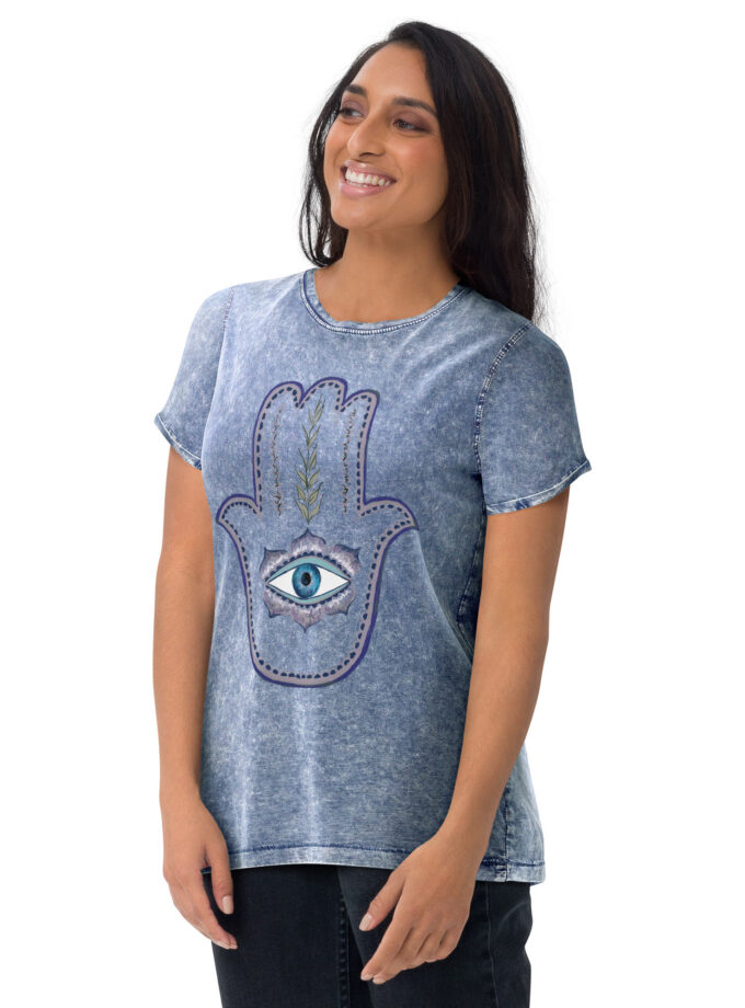 Olive Branch Hamsa Denim T-Shirt