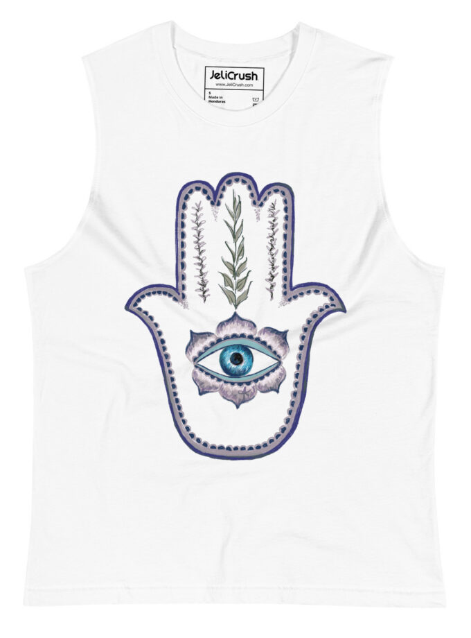 Olive Branch Hamsa Fitted Racerback Tank Top