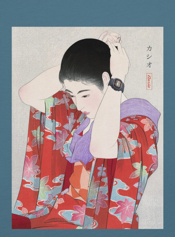 G-SHOCK DW-5000C Ukiyo-e Japanese Art T-Shirt with Embroidery