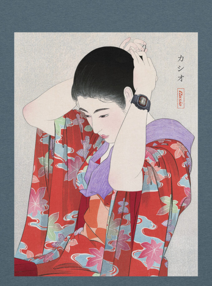 G-SHOCK DW-5000C Ukiyo-e Japanese Art T-Shirt with Embroidery