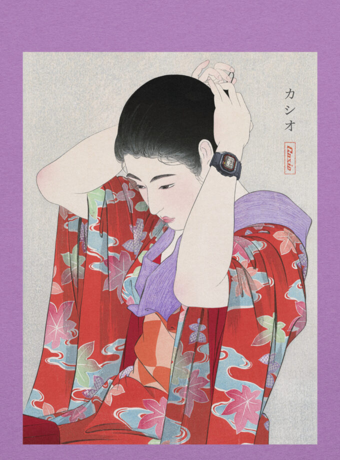 G-SHOCK DW-5000C Ukiyo-e Japanese Art T-Shirt with Embroidery