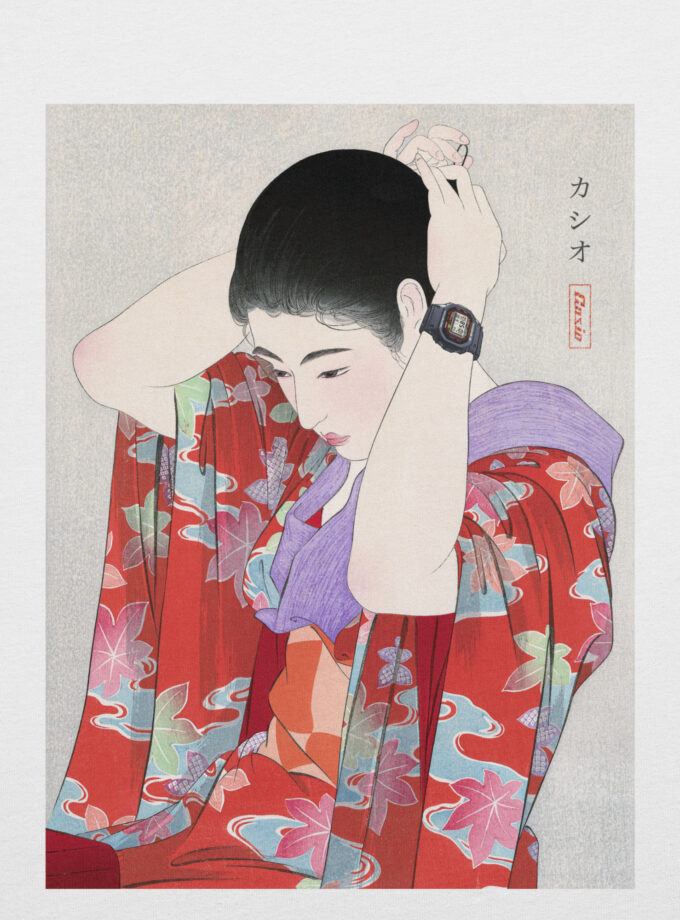 G-SHOCK DW-5000C Ukiyo-e Japanese Art T-Shirt with Embroidery