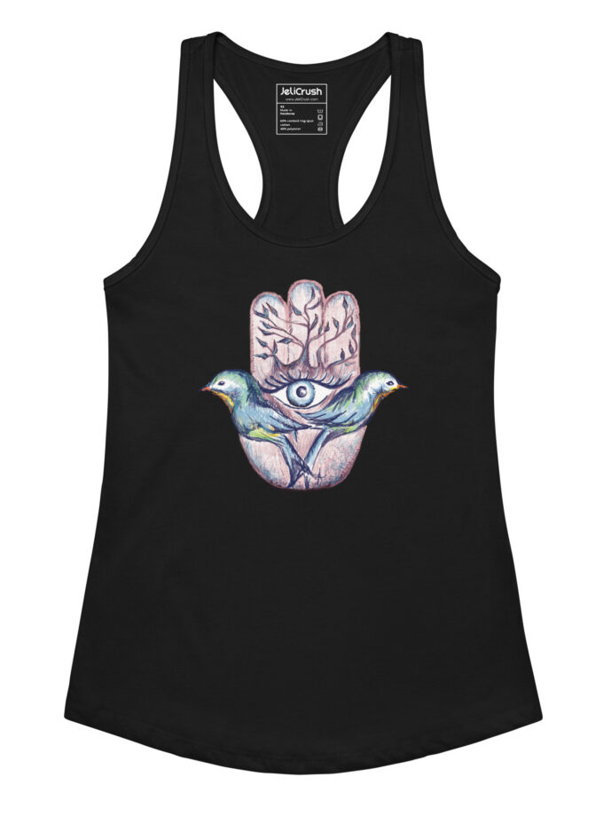 Lovebirds Hamsa Fitted Racerback Tank Top