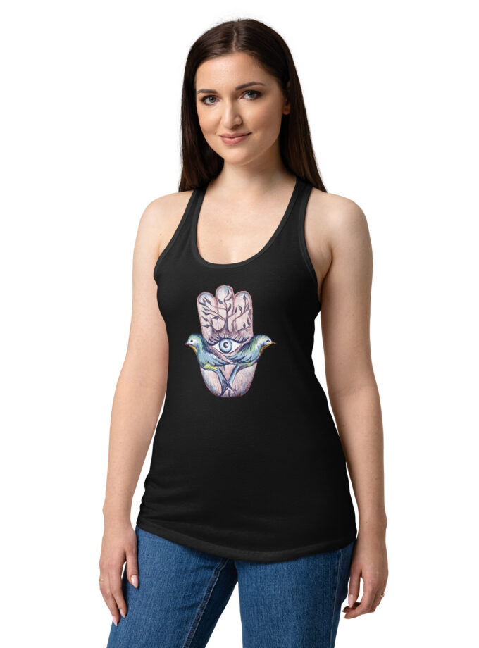 Lovebirds Hamsa Fitted Racerback Tank Top
