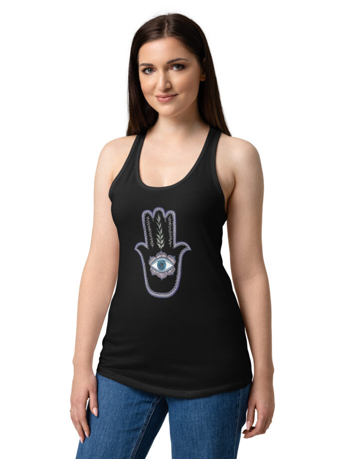 Olive Branch Hamsa Fitted Racerback Tank Top