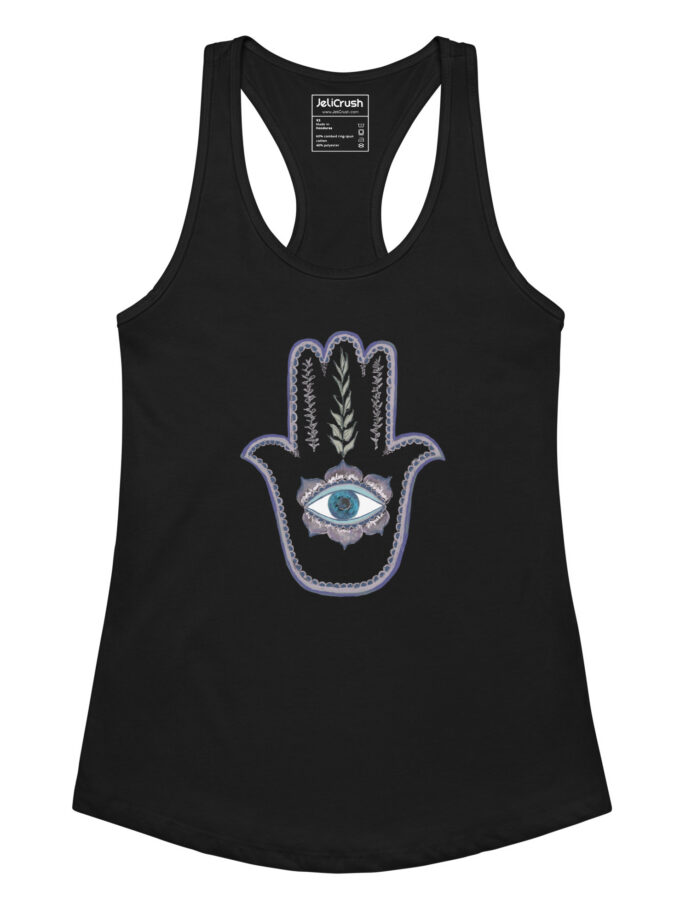 Olive Branch Hamsa Fitted Racerback Tank Top