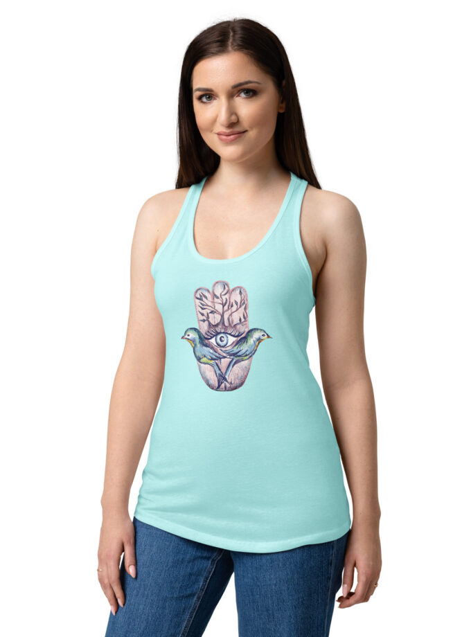 Lovebirds Hamsa Fitted Racerback Tank Top