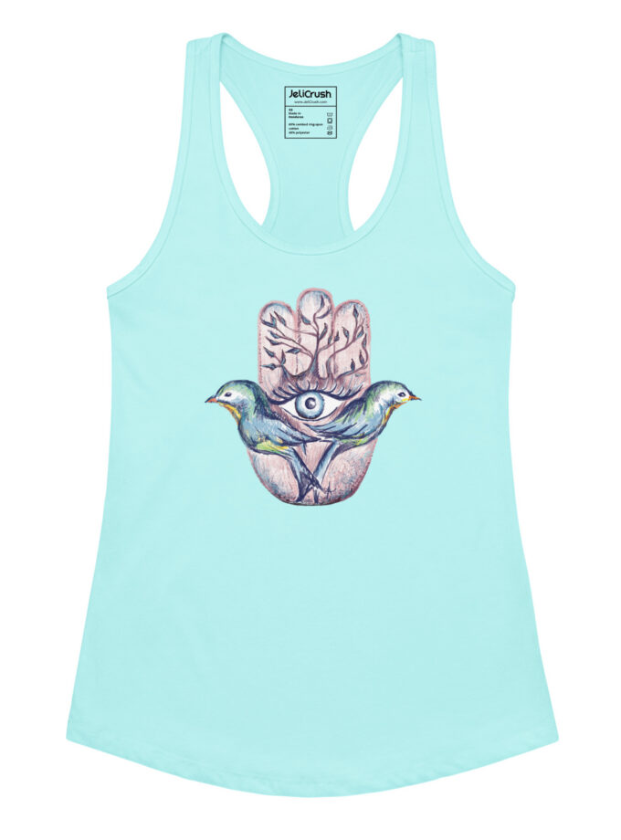 Lovebirds Hamsa Fitted Racerback Tank Top