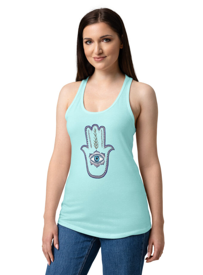 Olive Branch Hamsa Fitted Racerback Tank Top