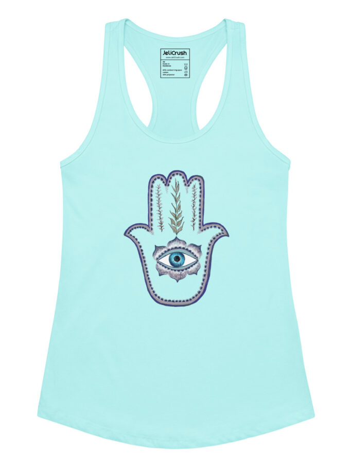 Olive Branch Hamsa Fitted Racerback Tank Top