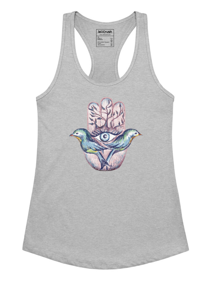Lovebirds Hamsa Fitted Racerback Tank Top
